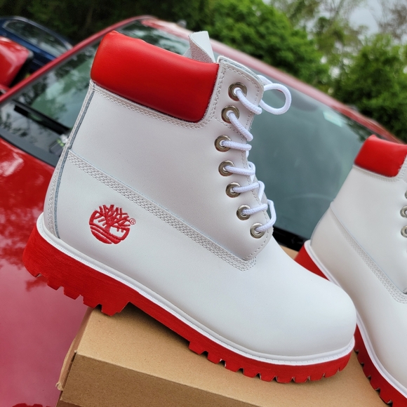 Red Timberland boots fashion Fire waterproof - Picture 6 of 7